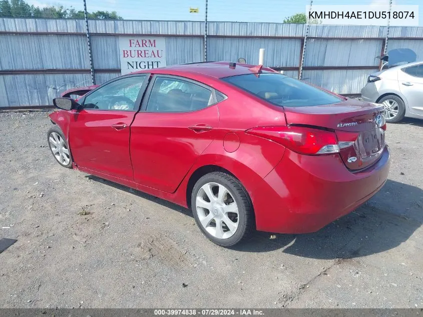 2013 Hyundai Elantra Gls/Limited VIN: KMHDH4AE1DU518074 Lot: 39974838