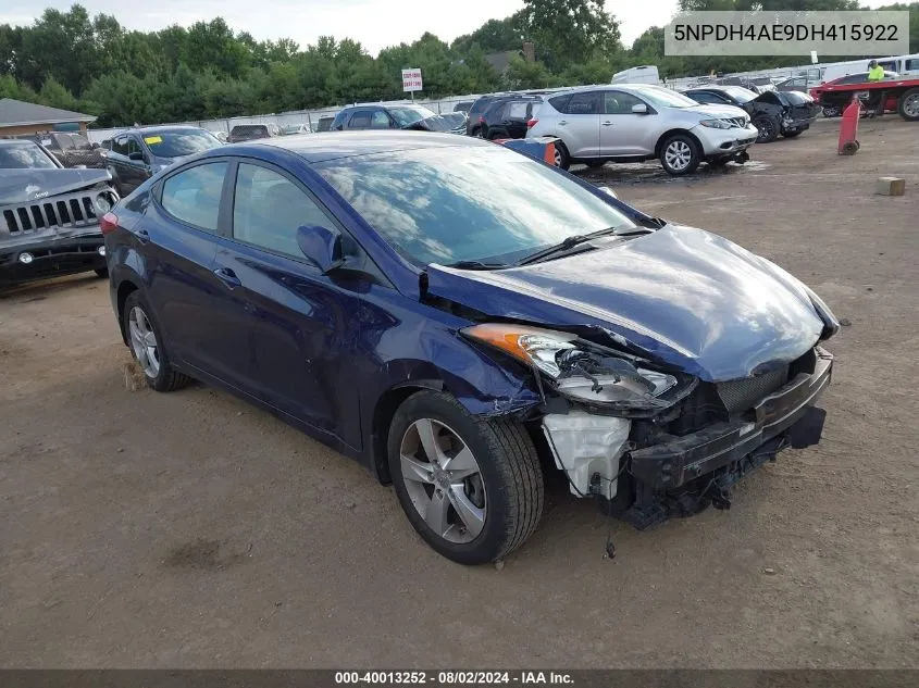 5NPDH4AE9DH415922 2013 Hyundai Elantra Gls