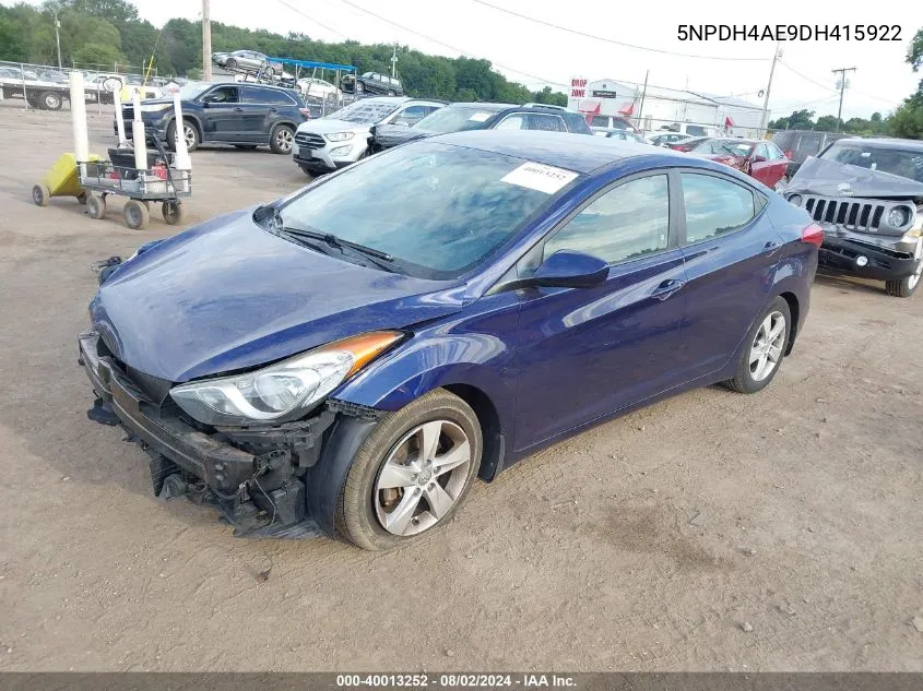 5NPDH4AE9DH415922 2013 Hyundai Elantra Gls