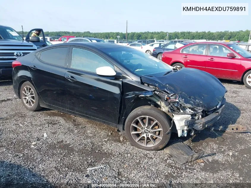 KMHDH4AEXDU759891 2013 Hyundai Elantra Gls