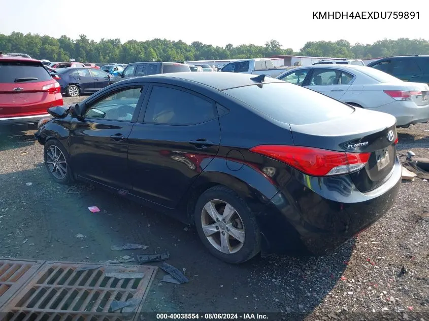 KMHDH4AEXDU759891 2013 Hyundai Elantra Gls