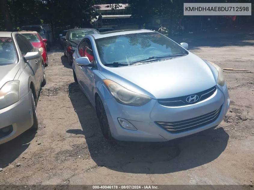 2013 Hyundai Elantra Limited VIN: KMHDH4AE8DU712598 Lot: 40046178