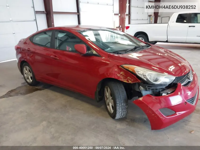 2013 Hyundai Elantra Gls VIN: KMHDH4AE6DU938252 Lot: 40051250