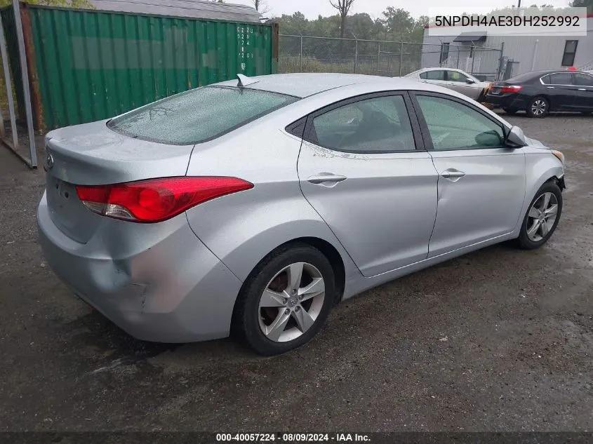 2013 Hyundai Elantra Gls VIN: 5NPDH4AE3DH252992 Lot: 40057224