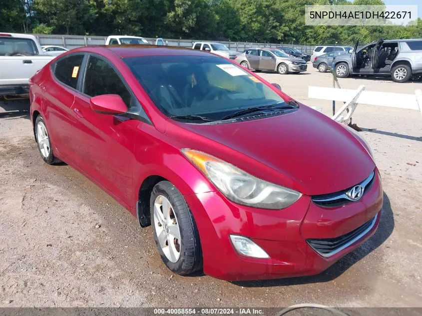 2013 Hyundai Elantra Gls VIN: 5NPDH4AE1DH422671 Lot: 40058554