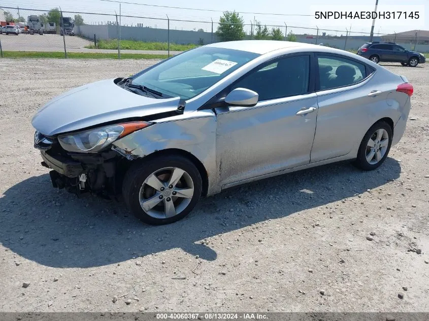 2013 Hyundai Elantra Gls VIN: 5NPDH4AE3DH317145 Lot: 40060367