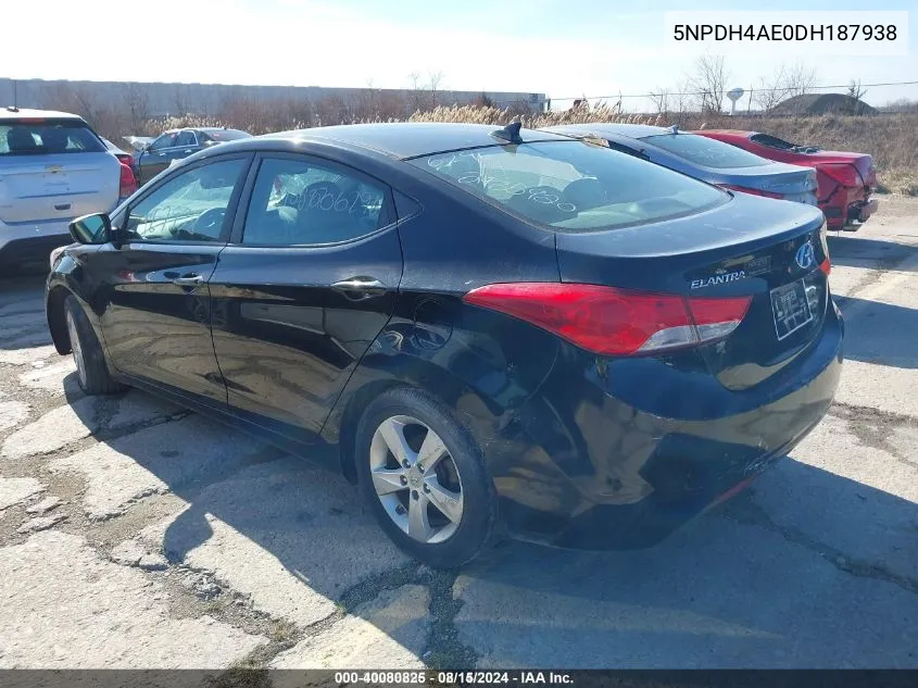 5NPDH4AE0DH187938 2013 Hyundai Elantra Gls