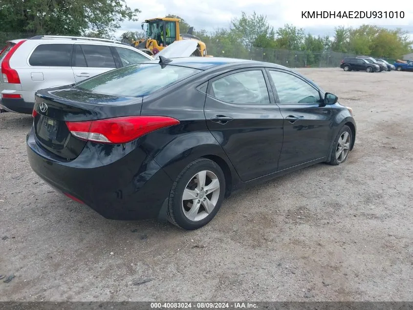 2013 Hyundai Elantra Gls VIN: KMHDH4AE2DU931010 Lot: 40083024