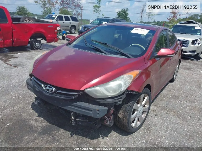 2013 Hyundai Elantra Gls/Limited VIN: 5NPDH4AE2DH193255 Lot: 40085793