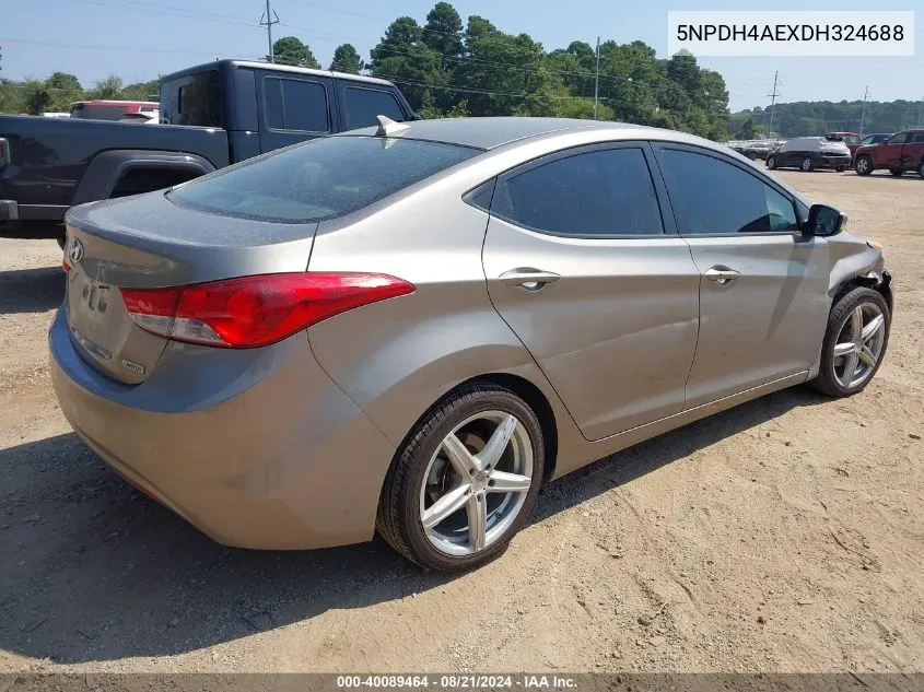 5NPDH4AEXDH324688 2013 Hyundai Elantra Limited