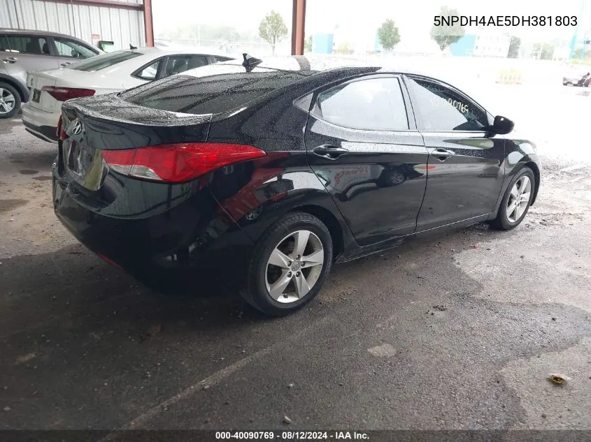 2013 Hyundai Elantra Gls VIN: 5NPDH4AE5DH381803 Lot: 40090769