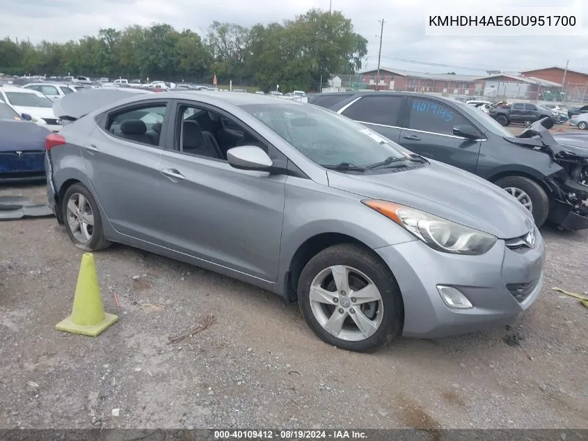 2013 Hyundai Elantra Gls VIN: KMHDH4AE6DU951700 Lot: 40109412