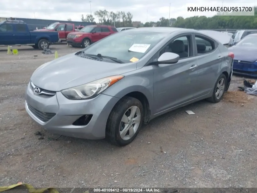 KMHDH4AE6DU951700 2013 Hyundai Elantra Gls