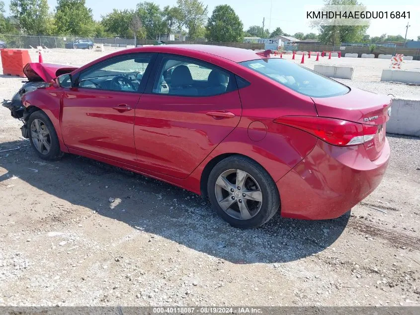 2013 Hyundai Elantra Gls VIN: KMHDH4AE6DU016841 Lot: 40118087