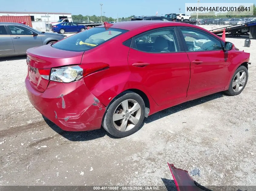 2013 Hyundai Elantra Gls VIN: KMHDH4AE6DU016841 Lot: 40118087