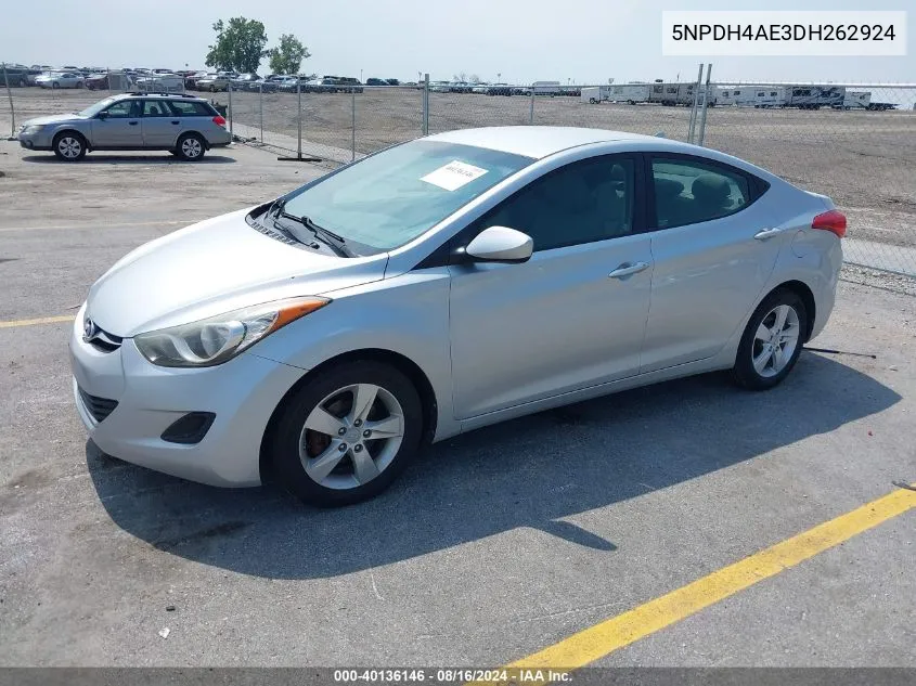 2013 Hyundai Elantra Gls VIN: 5NPDH4AE3DH262924 Lot: 40136146