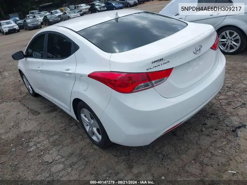 2013 Hyundai Elantra Gls VIN: 5NPDH4AE6DH309217 Lot: 40147279