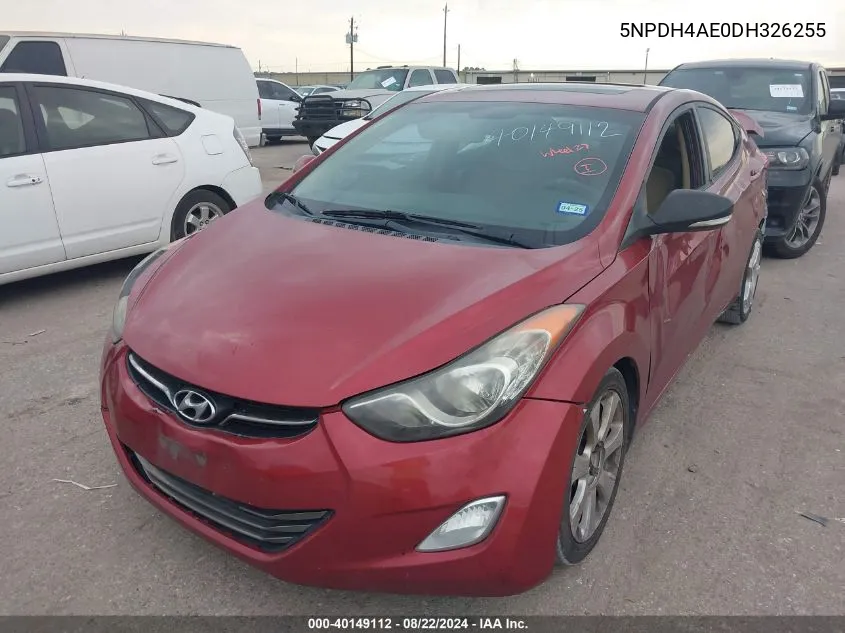 2013 Hyundai Elantra Limited VIN: 5NPDH4AE0DH326255 Lot: 40149112