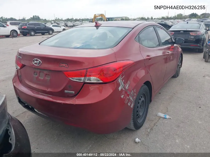 5NPDH4AE0DH326255 2013 Hyundai Elantra Limited