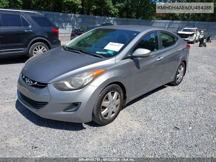 2013 Hyundai Elantra Gls VIN: KMHDH4AE6DU484388 Lot: 40151757