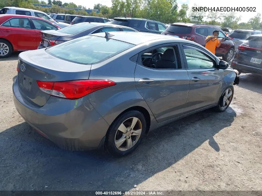 2013 Hyundai Elantra Gls VIN: 5NPDH4AE0DH400502 Lot: 40152696