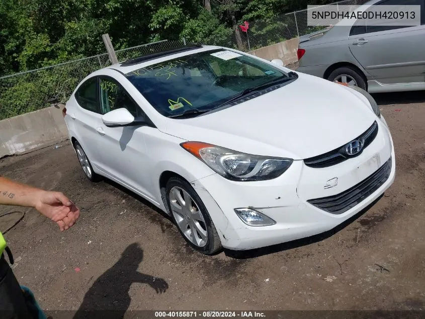 2013 Hyundai Elantra Limited VIN: 5NPDH4AE0DH420913 Lot: 40155871