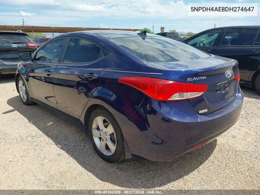 5NPDH4AE8DH274647 2013 Hyundai Elantra Gls