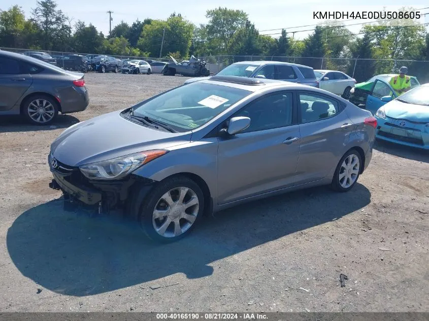 2013 Hyundai Elantra Gls/Limited VIN: KMHDH4AE0DU508605 Lot: 40165190