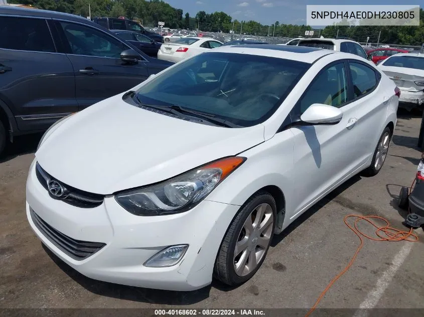 5NPDH4AE0DH230805 2013 Hyundai Elantra Limited