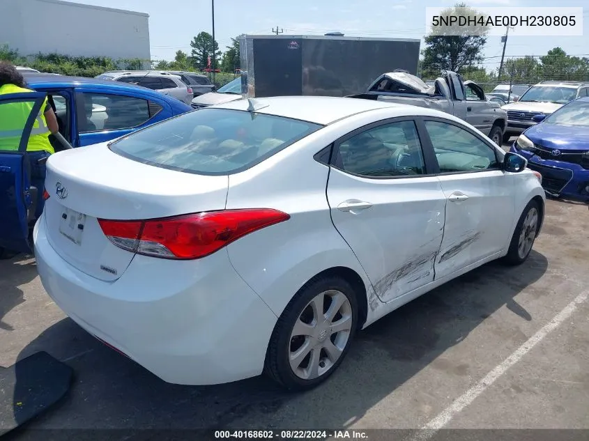 5NPDH4AE0DH230805 2013 Hyundai Elantra Limited