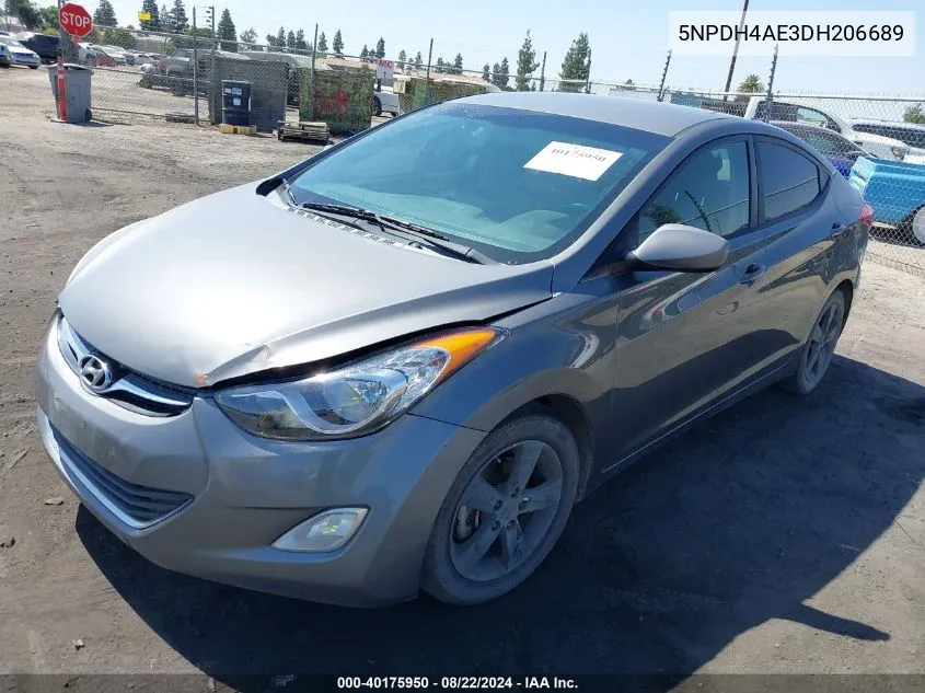 2013 Hyundai Elantra Gls VIN: 5NPDH4AE3DH206689 Lot: 40175950