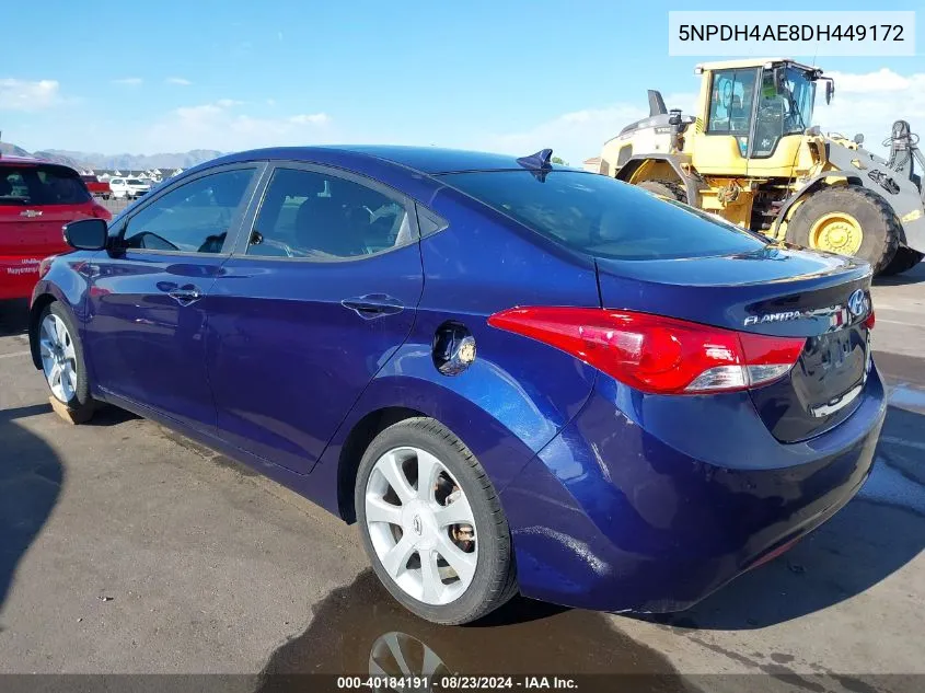 2013 Hyundai Elantra Limited VIN: 5NPDH4AE8DH449172 Lot: 40184191