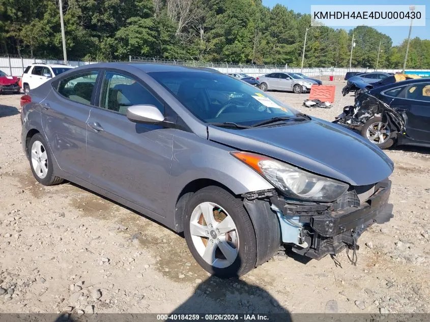 KMHDH4AE4DU000430 2013 Hyundai Elantra Gls