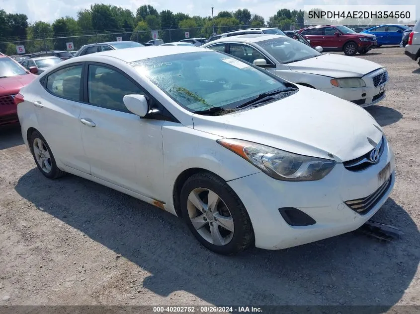 2013 Hyundai Elantra Gls VIN: 5NPDH4AE2DH354560 Lot: 40202752