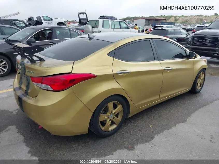 2013 Hyundai Elantra Gls VIN: KMHDH4AE1DU770259 Lot: 40204597