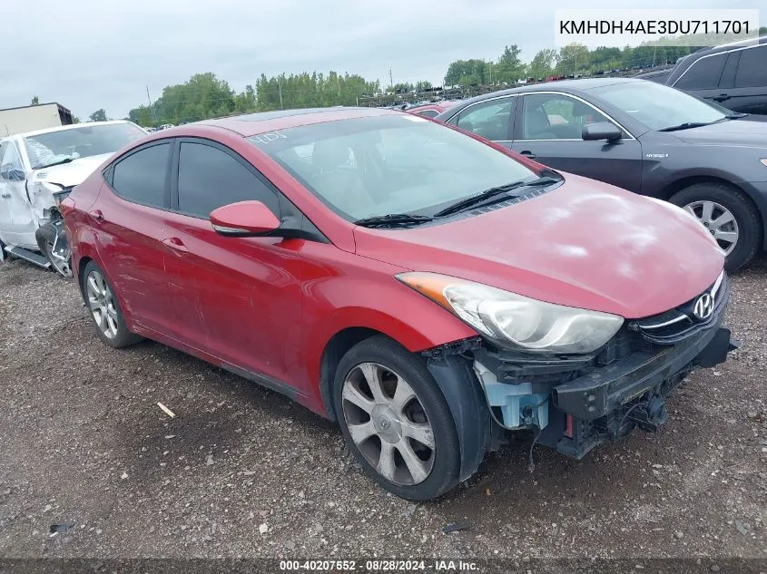 2013 Hyundai Elantra Limited VIN: KMHDH4AE3DU711701 Lot: 40207552