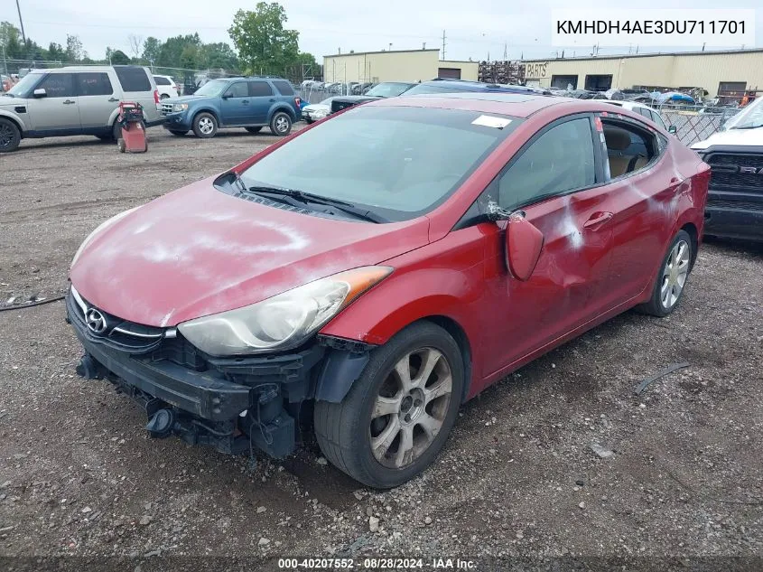 2013 Hyundai Elantra Limited VIN: KMHDH4AE3DU711701 Lot: 40207552