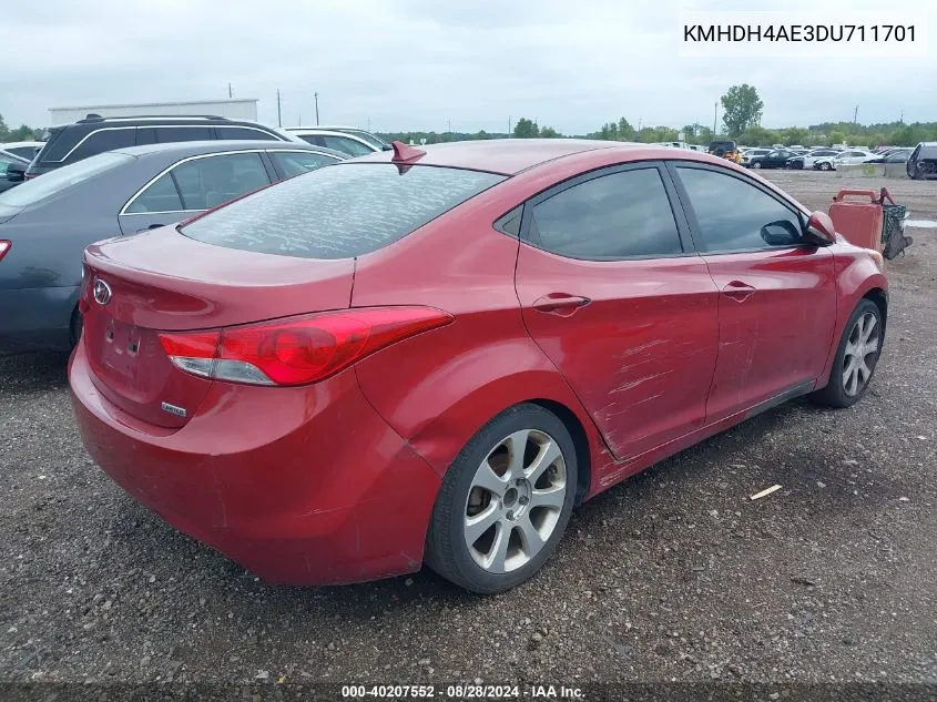 2013 Hyundai Elantra Limited VIN: KMHDH4AE3DU711701 Lot: 40207552