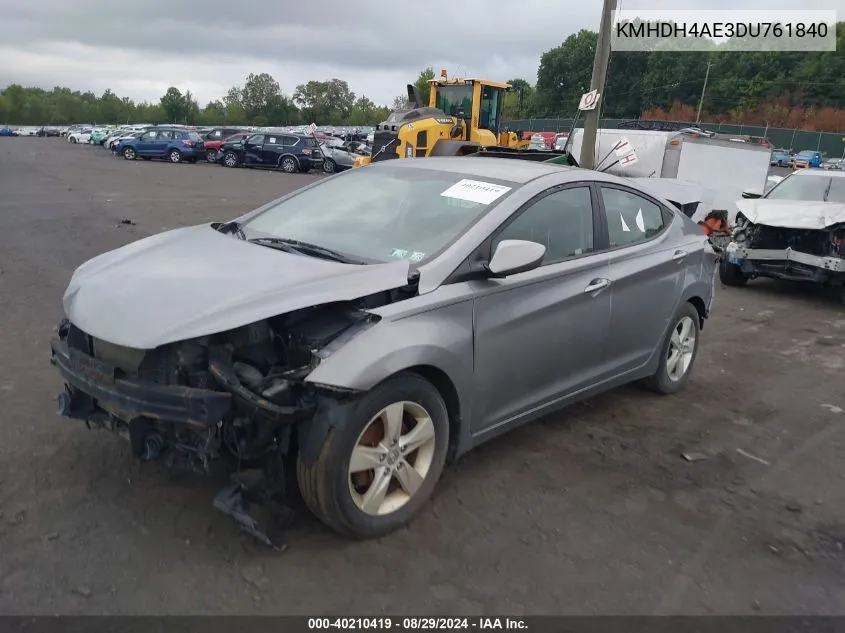 2013 Hyundai Elantra Gls VIN: KMHDH4AE3DU761840 Lot: 40210419