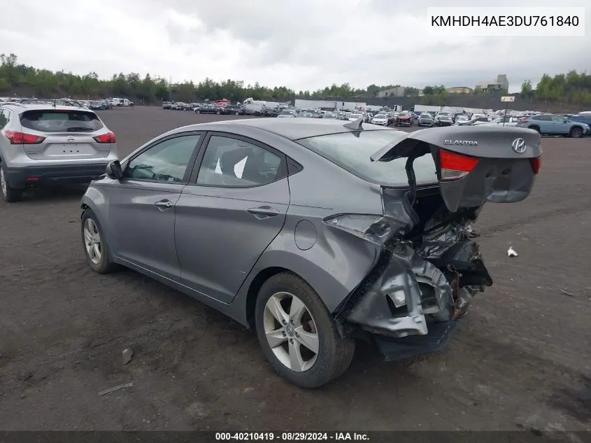 2013 Hyundai Elantra Gls VIN: KMHDH4AE3DU761840 Lot: 40210419