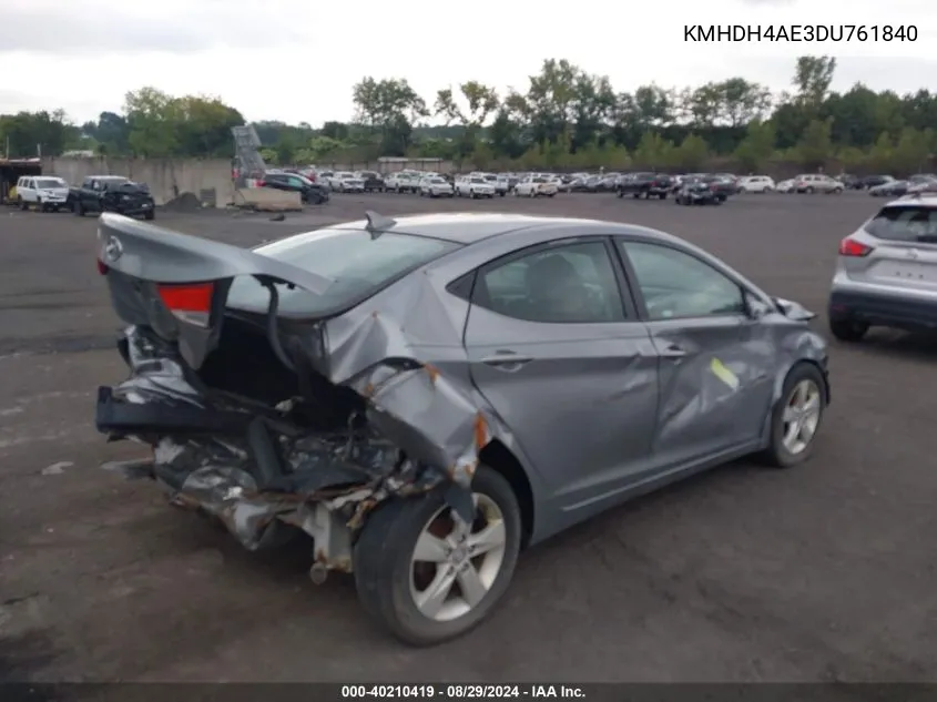 2013 Hyundai Elantra Gls VIN: KMHDH4AE3DU761840 Lot: 40210419