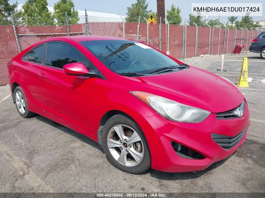 2013 Hyundai Elantra Gs VIN: KMHDH6AE1DU017424 Lot: 40216802