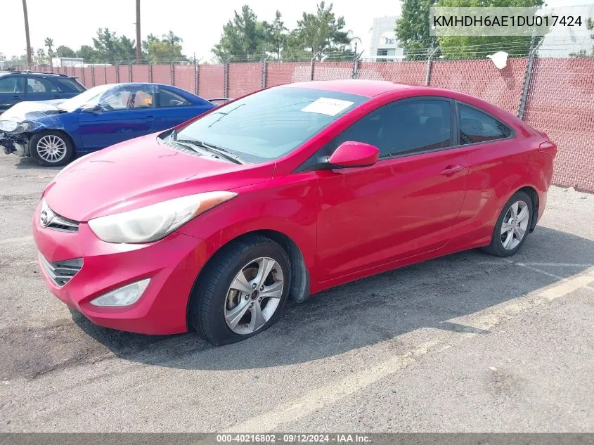 KMHDH6AE1DU017424 2013 Hyundai Elantra Gs