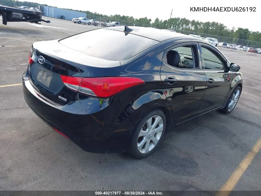 2013 Hyundai Elantra Limited VIN: KMHDH4AEXDU626192 Lot: 40217977