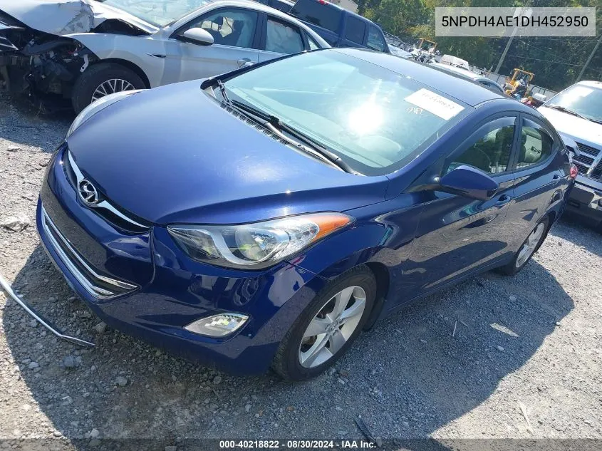 2013 Hyundai Elantra Gls VIN: 5NPDH4AE1DH452950 Lot: 40218822