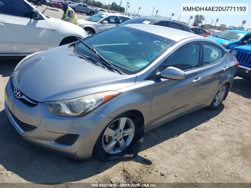 2013 Hyundai Elantra Gls (Ulsan Plant) VIN: KMHDH4AE2DU771193 Lot: 40270418