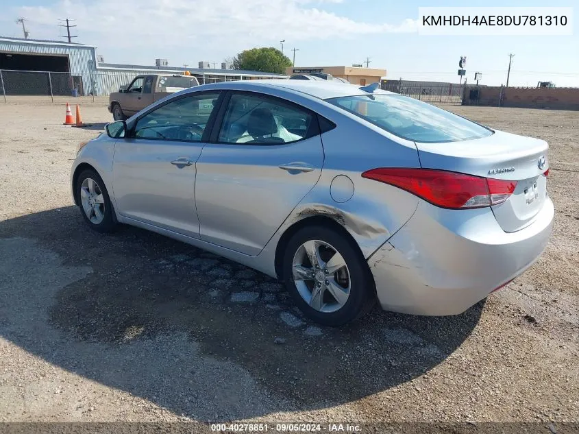 2013 Hyundai Elantra Gls/Limited VIN: KMHDH4AE8DU781310 Lot: 40278851