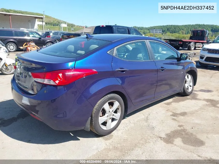 2013 Hyundai Elantra Gls VIN: 5NPDH4AE2DH337452 Lot: 40284860