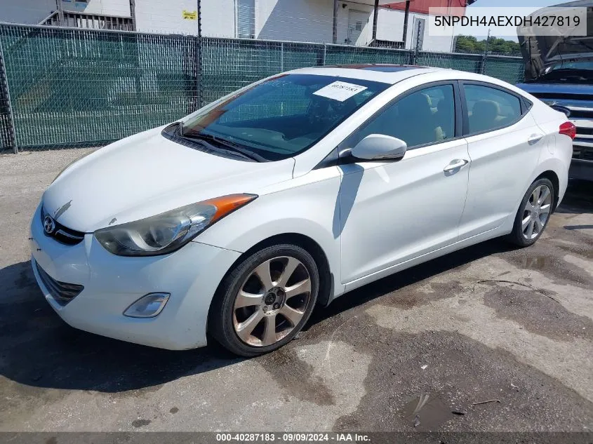 2013 Hyundai Elantra Limited VIN: 5NPDH4AEXDH427819 Lot: 40287183