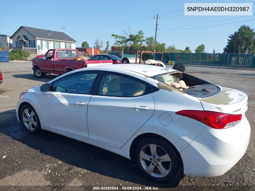 2013 Hyundai Elantra Gls VIN: 5NPDH4AE0DH320987 Lot: 40293504